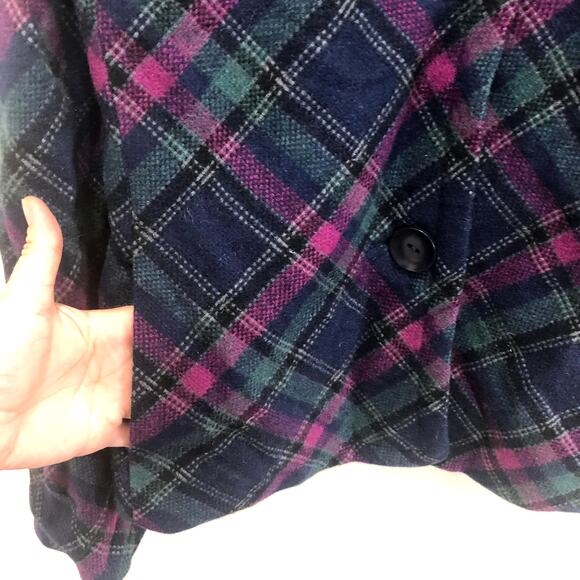 Talbots Wool Pink Green Blue Plaid Peacoat Size 8 - Picture 5 of 9